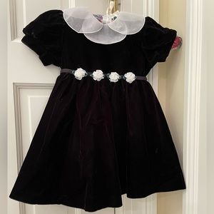 Black velvet party dress, toddler large (12 Mo)